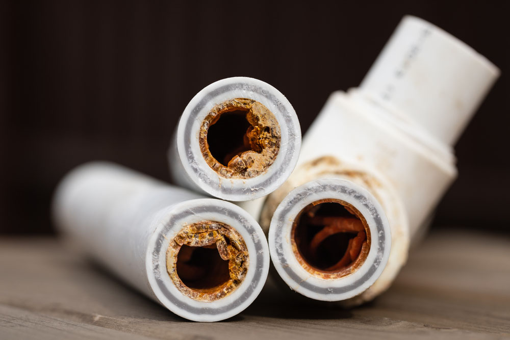 limescale inside a pipe